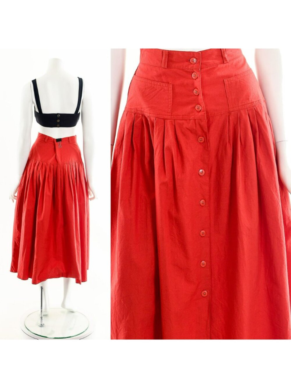 Cotton Midi Skirt - Picture 2 of 10